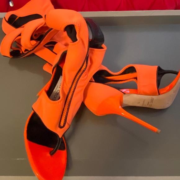JIMMY CHOO DUSKY ORANGE SANDALS - Picture 2 of 2